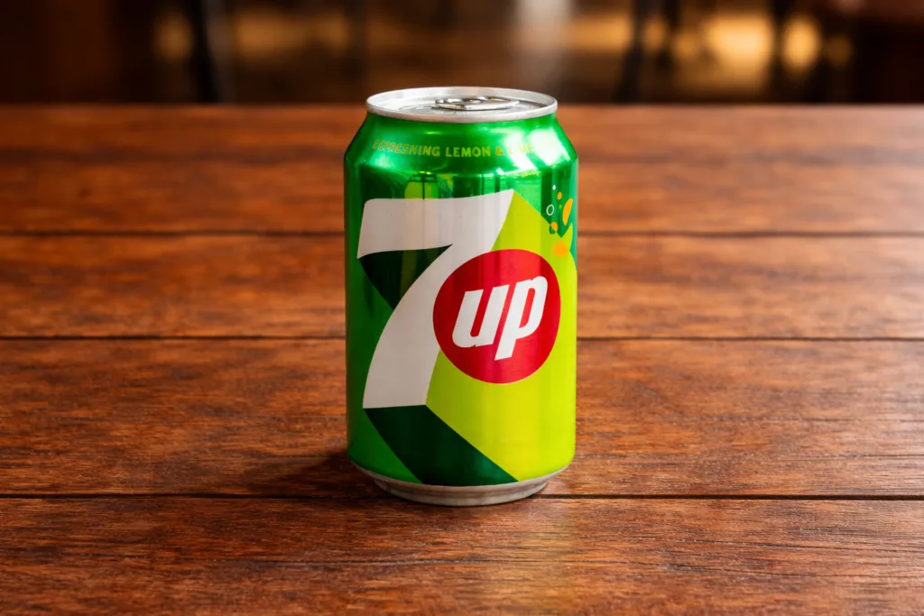 7UP soft drink can at Hot Gelato dessert shop Eastbourne
